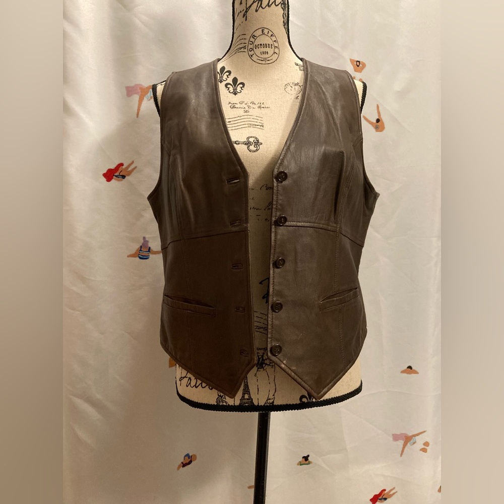 Brown Leather Vest Top